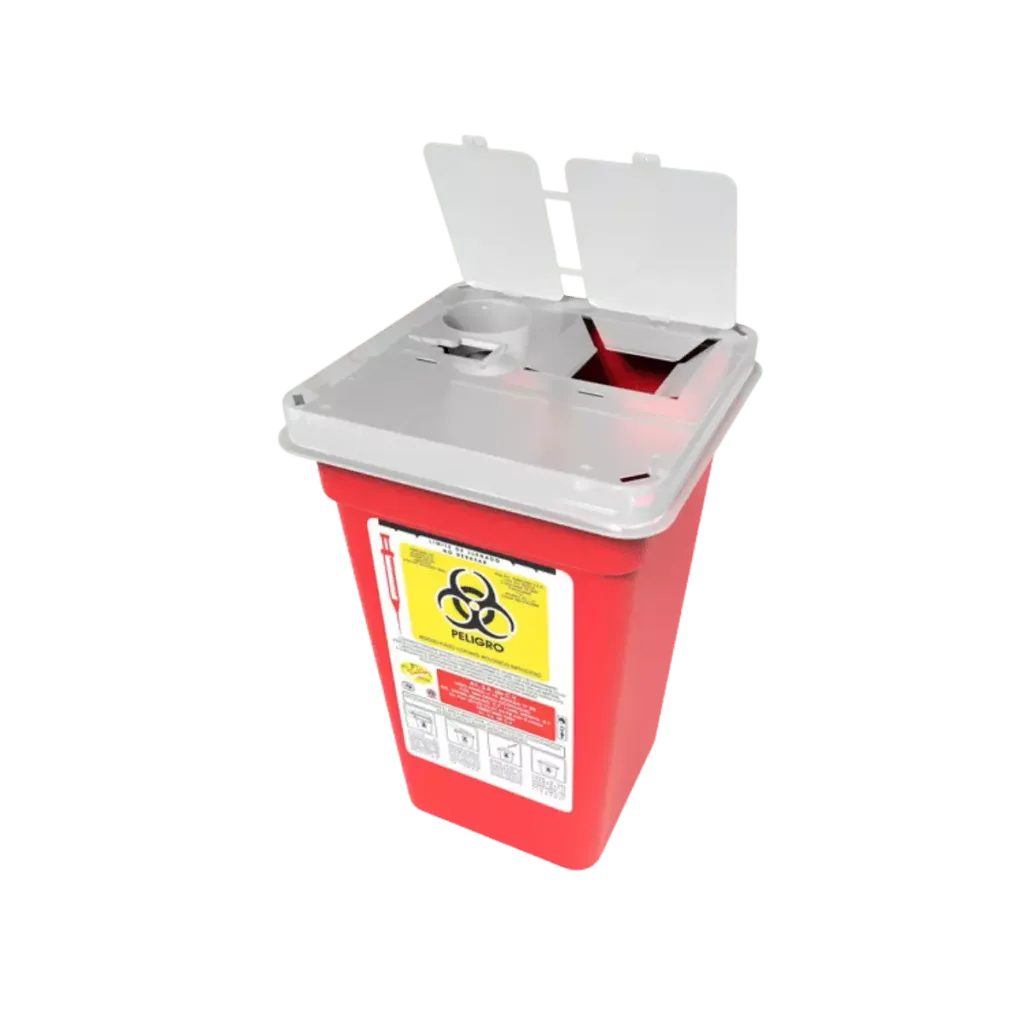 Contenedor recolector de punzocortantes rpbi pc 1n rojo de 1 litro