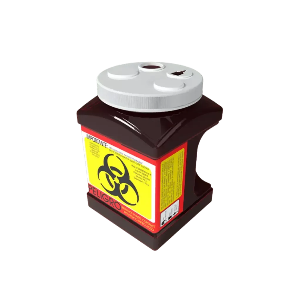 Contenedor recolector de punzocortantes rpbi pc 1 r rojo de 1 litro