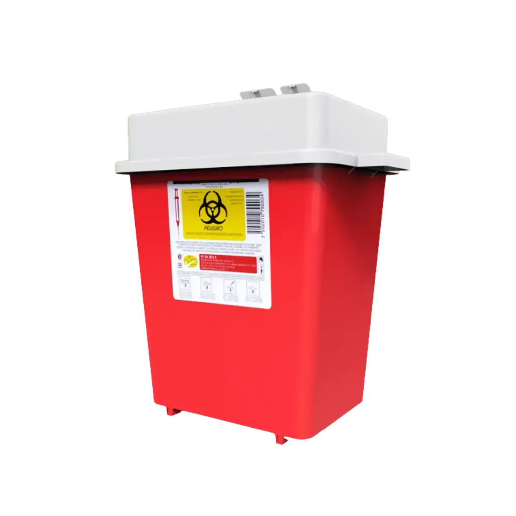 Contenedor recolector de punzocortantes rpbi pc 8 rojo de 8 litros