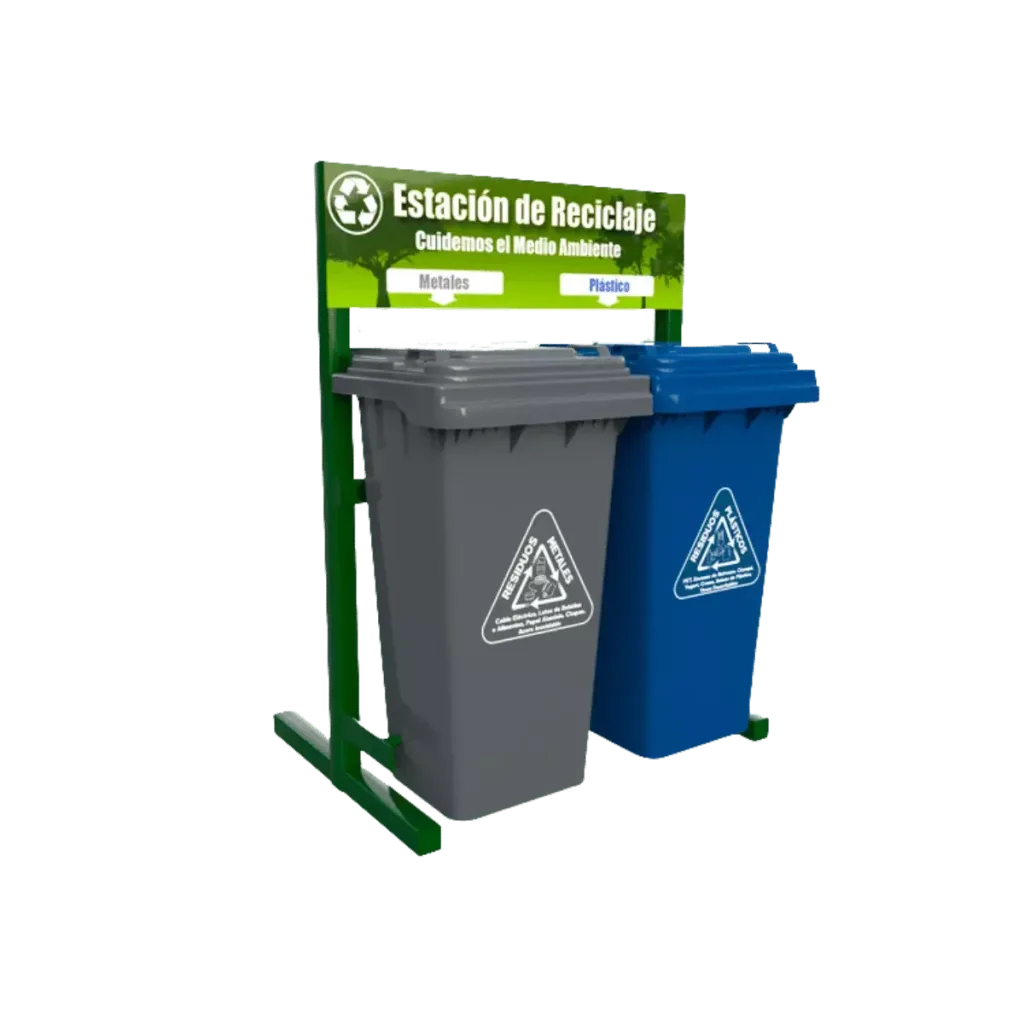 Estación de reciclaje ecol 240 hd1 de dos contenedores en línea