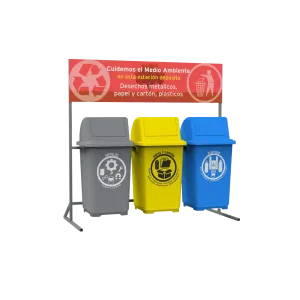Estación de reciclaje ecol 270 hd3 de tres contenedores en línea