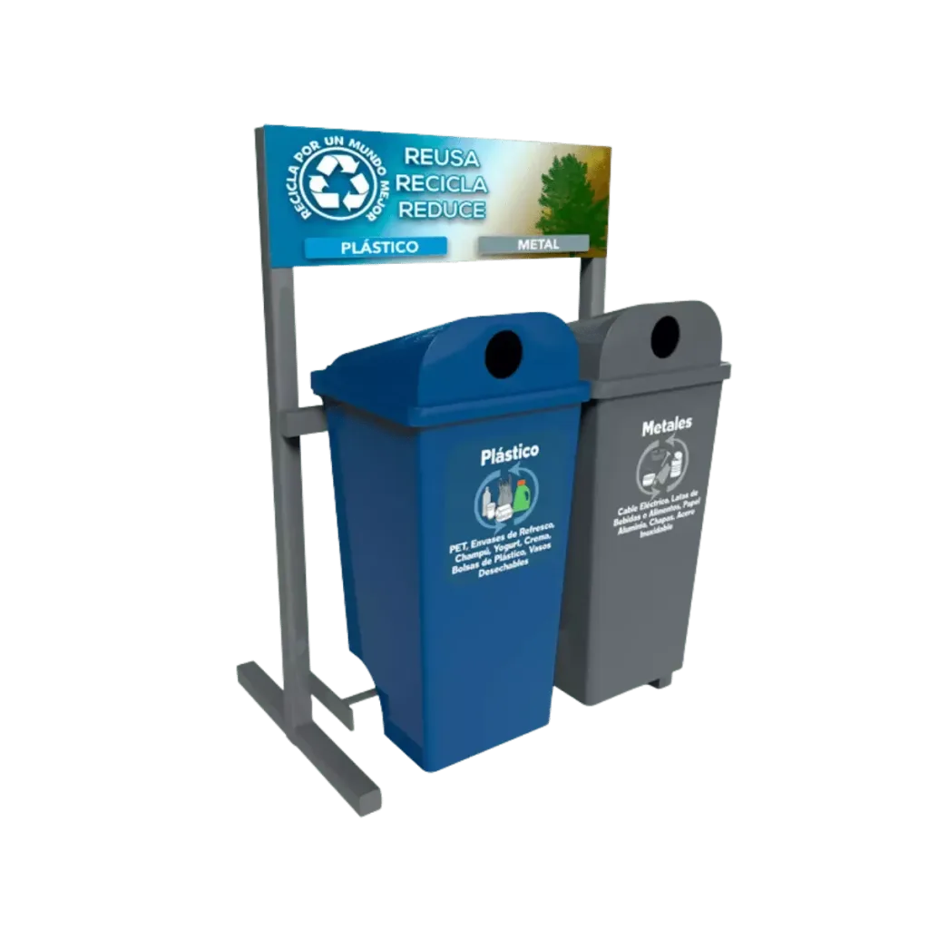 Estación de reciclaje ecol 280 rt1 de dos contenedores en línea