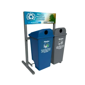 Estación de reciclaje ecol 280 rt1 de dos contenedores en línea