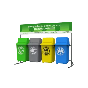 Estación de reciclaje ecol 360 hd4 de cuatro contenedores en línea