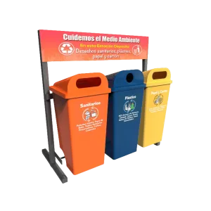 Estación de reciclaje ecol 420 rt1 de tres contenedores en línea