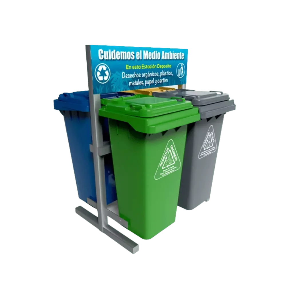 Estación de reciclaje ecol 480 hd2 con 4 contenedores (2 al frente y 2