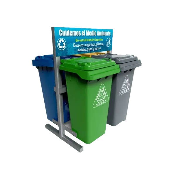 Estación de reciclaje ecol 480 hd2 con 4 contenedores (2 al frente y 2