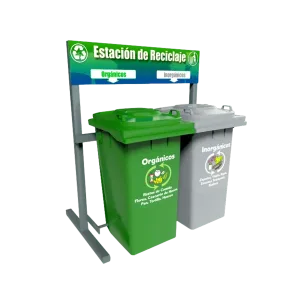 Estación de reciclaje ecol 480 hdg1 de dos contenedores en línea