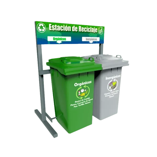 Estación de reciclaje ecol 480 hdg1 de dos contenedores en línea