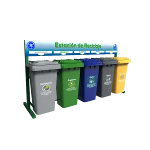 Estación de reciclaje ecol 600 hd1 con 5 contenedores en línea