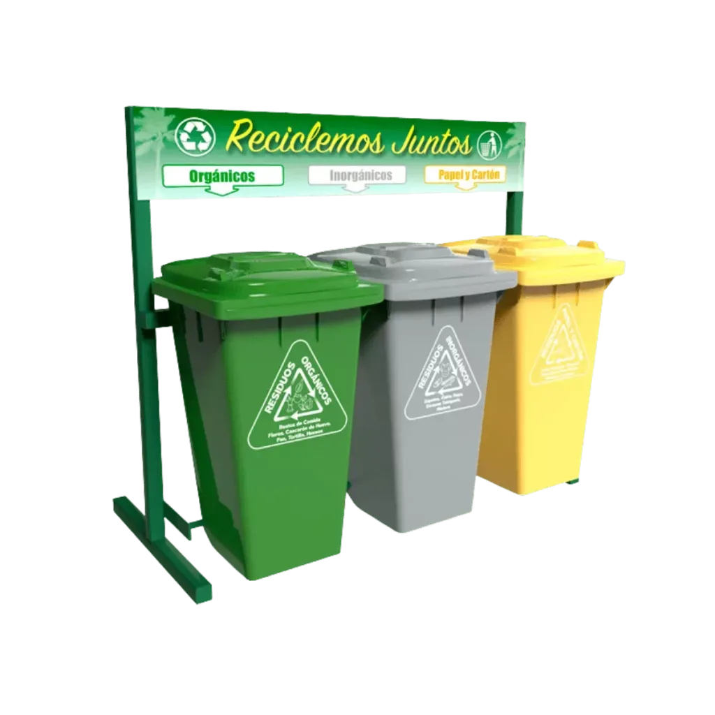 Estación de reciclaje ecol 720 hdg1 con 3 contenedores en línea