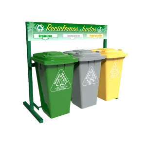 Estación de reciclaje ecol 720 hdg1 con 3 contenedores en línea