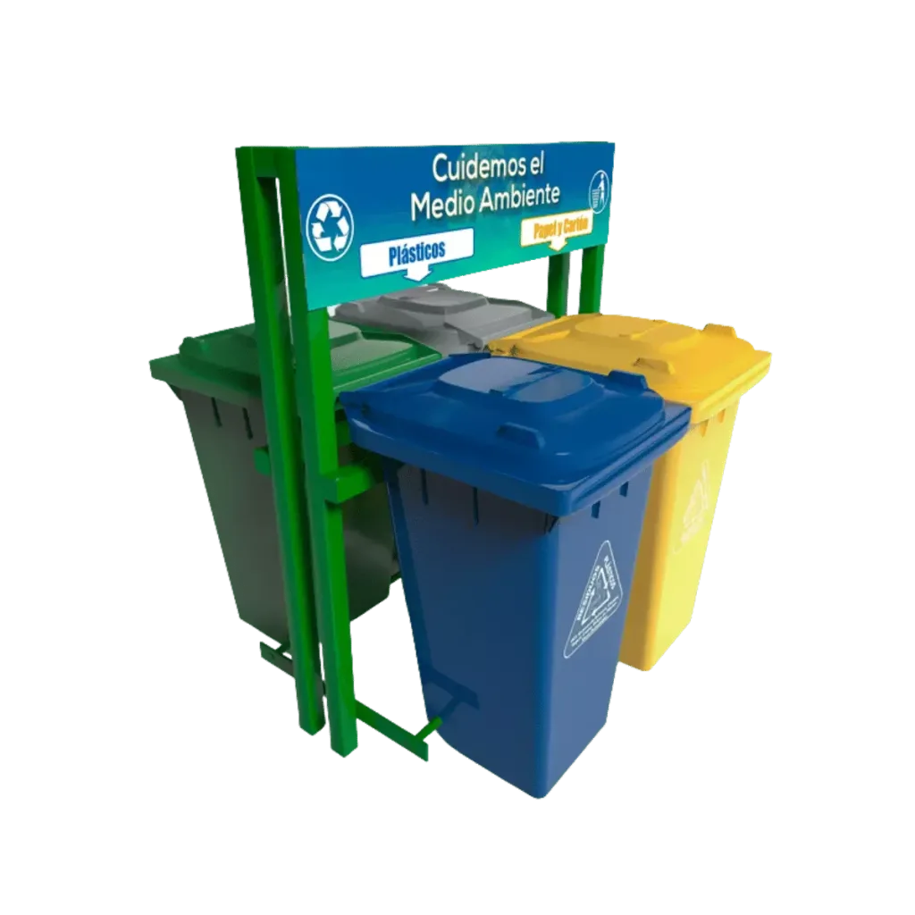 Estación de reciclaje ecol 960 hdg2 con 4 contenedores vic-240 hd (2