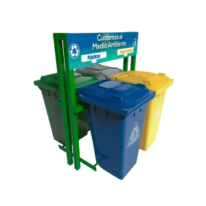 Estación de reciclaje ecol 960 hdg2 con 4 contenedores vic-240 hd (2