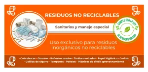 Etiqueta rectangular de residuos no reciclables