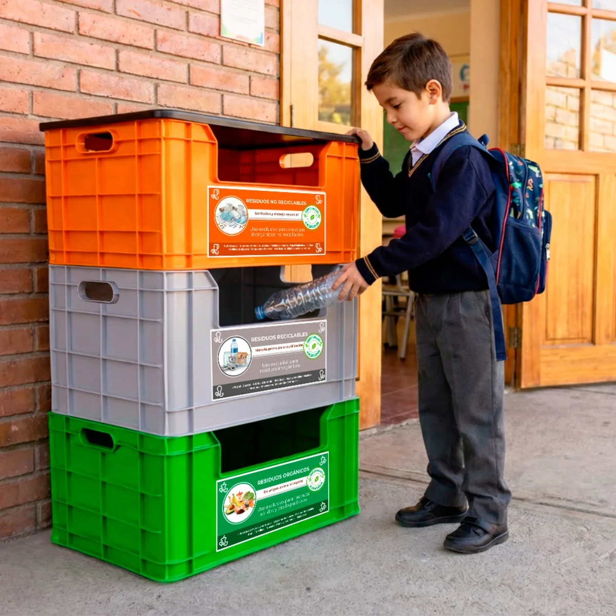 Contenedores A1shop personalizados con etiquetas para separación de residuos