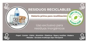 Etiqueta rectangular de residuos reciclables