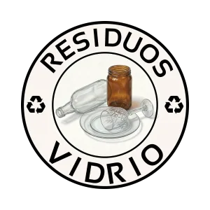 Etiqueta circular de vidrio