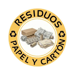 Etiqueta circular de papel y cartón